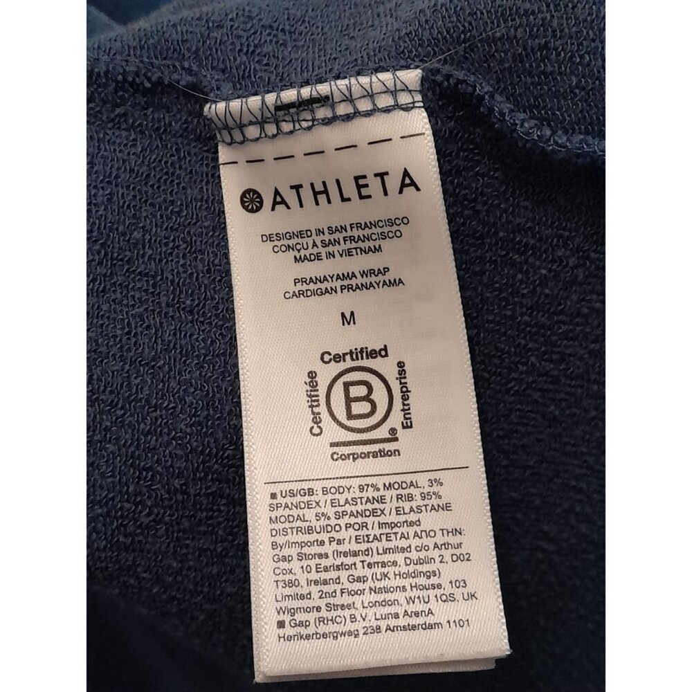 Athleta Pranayama Open Wrap Stretch Comfy Size Medium Cardigan Blue - Picture 6 of 9